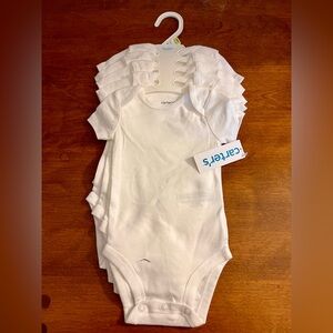 5 New White Carter’s Short-Sleeve Bodysuits (3 months)